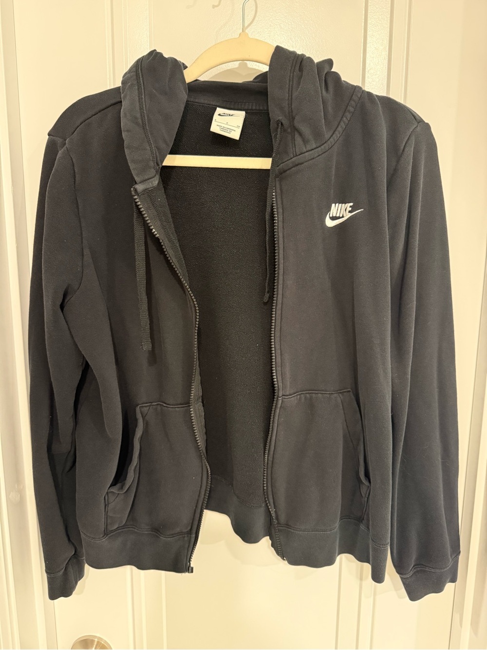Nike Black Full-Zip Hooded Sweatshirt with White Logo